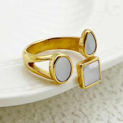 Wholesale Elegant Vintage Style Simple Style Geometric Stainless Steel Plating Gold Plated Open Rings