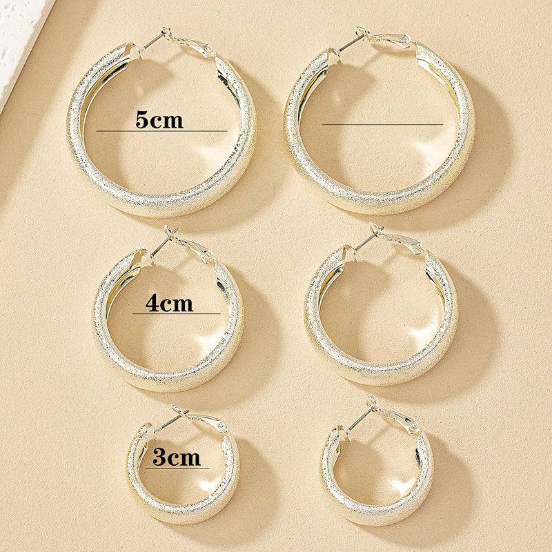 3 Pairs Casual Circle Plating Ferroalloy Silver Plated Earrings