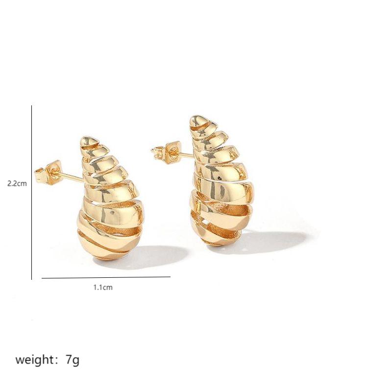 1 Pair Exaggerated Simple Style Water Droplets Spiral Stripe Polishing Plating Copper 18k Gold Plated Ear Studs