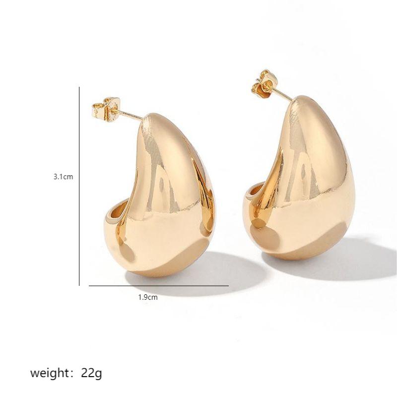 1 Pair Simple Style Water Droplets Polishing Plating Hollow Out Copper 18k Gold Plated Ear Studs