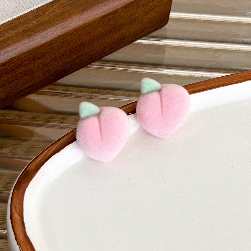 Sweet Fruit Flocking Women's Ear Studs 1 Pair