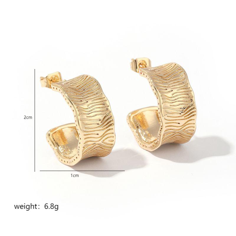 1 Pair Ig Style C Shape Plating Copper 18k Gold Plated Earrings