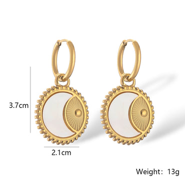 1 Pair Simple Style Commute Round Plating Titanium Steel 18k Gold Plated Drop Earrings