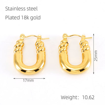 1 Pair Elegant Square Water Droplets Polishing Plating Stainless Steel 18k Gold Plated Earrings