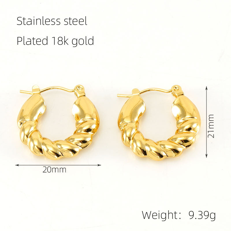 1 Pair Elegant Square Water Droplets Polishing Plating Stainless Steel 18k Gold Plated Earrings