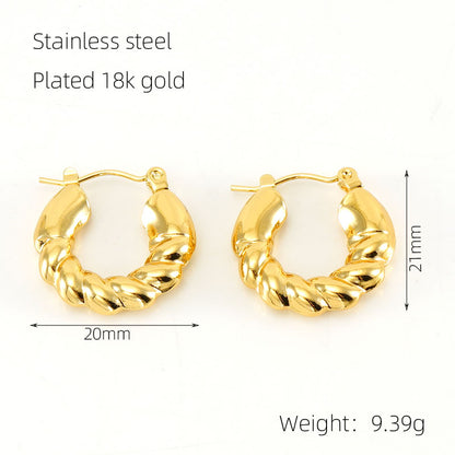 1 Pair Elegant Square Water Droplets Polishing Plating Stainless Steel 18k Gold Plated Earrings