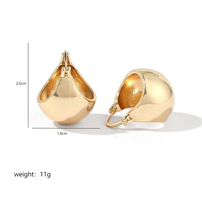 1 Pair Simple Style Semicircle Polishing Plating Copper 18k Gold Plated Earrings