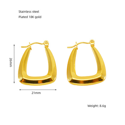 1 Pair Elegant Round Polishing Plating Stainless Steel 18k Gold Plated Earrings