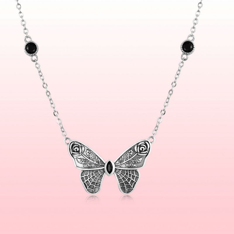 Casual Cute Little Bear Cat Butterfly Sterling Silver White Gold Plated Glass Zircon Necklace In Bulk