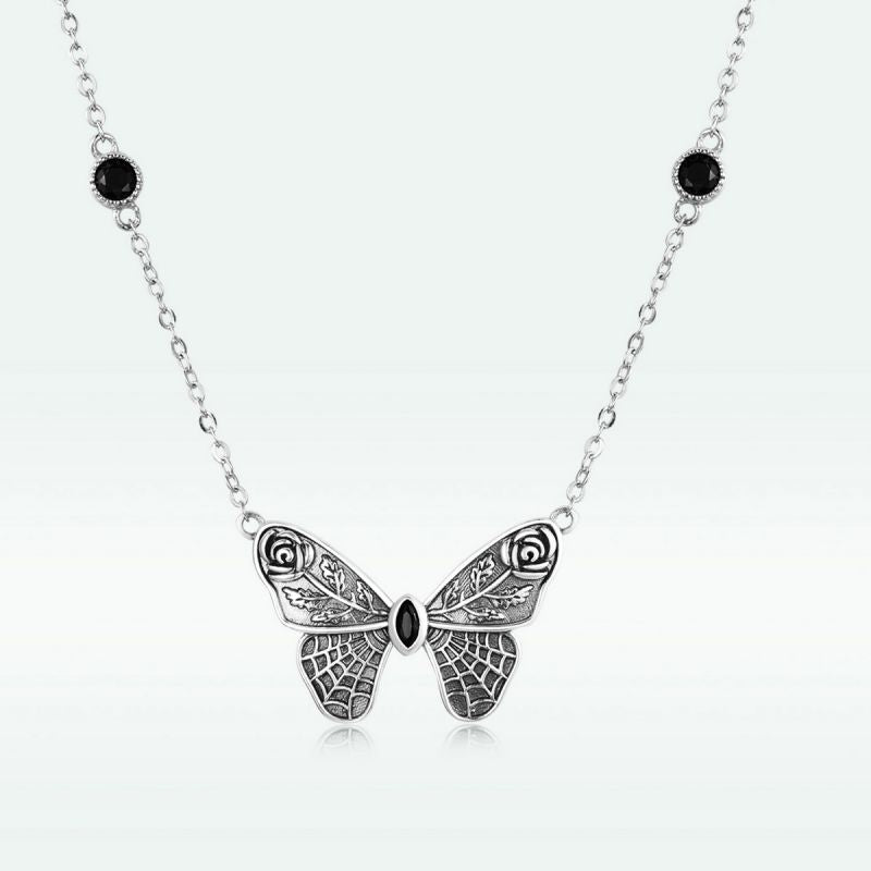 Casual Cute Little Bear Cat Butterfly Sterling Silver White Gold Plated Glass Zircon Necklace In Bulk