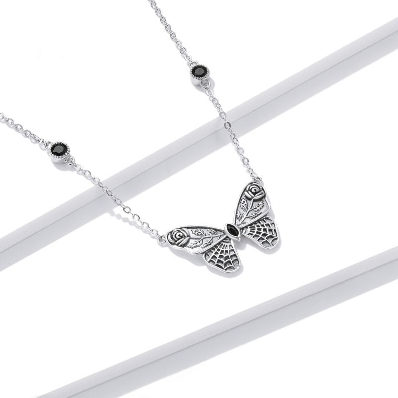 Casual Cute Little Bear Cat Butterfly Sterling Silver White Gold Plated Glass Zircon Necklace In Bulk