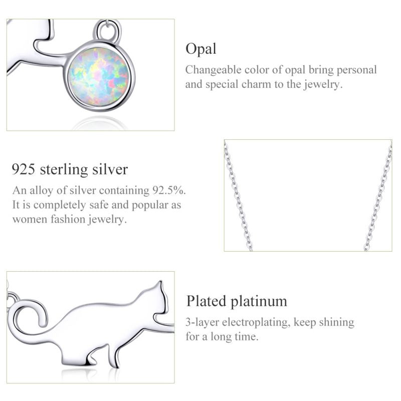 Casual Cute Little Bear Cat Butterfly Sterling Silver White Gold Plated Glass Zircon Necklace In Bulk