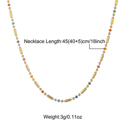 Luxurious Solid Color Stainless Steel Enamel Plating Inlay Zircon 18k Gold Plated Necklace