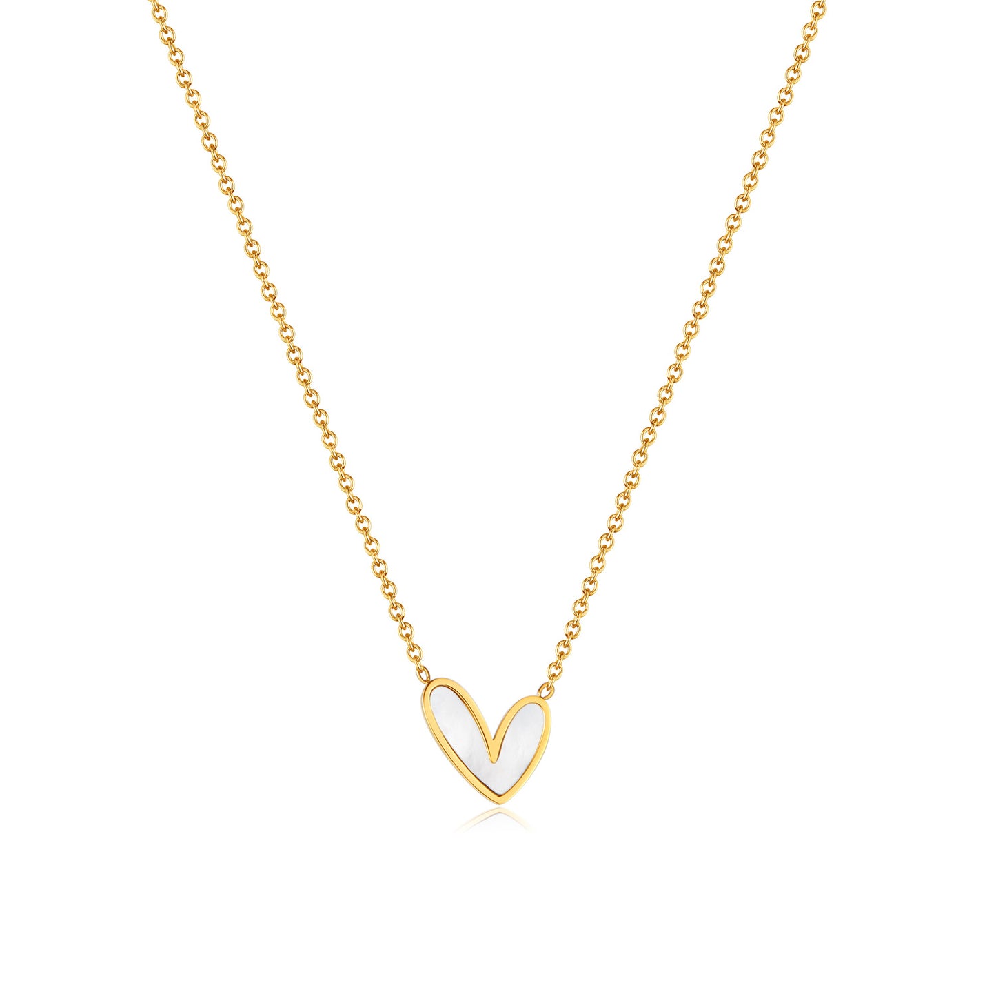 Simple Style Heart Shape Stainless Steel Inlay Shell Necklace