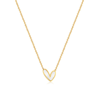 Simple Style Heart Shape Stainless Steel Inlay Shell Necklace