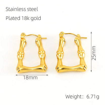 1 Pair Elegant Square Polishing Plating Stainless Steel 18k Gold Plated Earrings