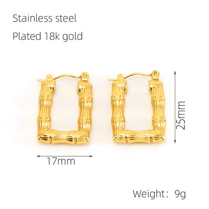 1 Pair Elegant Square Polishing Plating Stainless Steel 18k Gold Plated Earrings