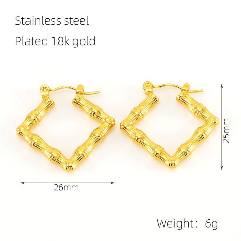 1 Pair Elegant Square Polishing Plating Stainless Steel 18k Gold Plated Earrings