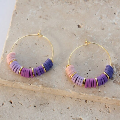 1 Pair Simple Style Round Beaded Soft Clay Drop Earrings