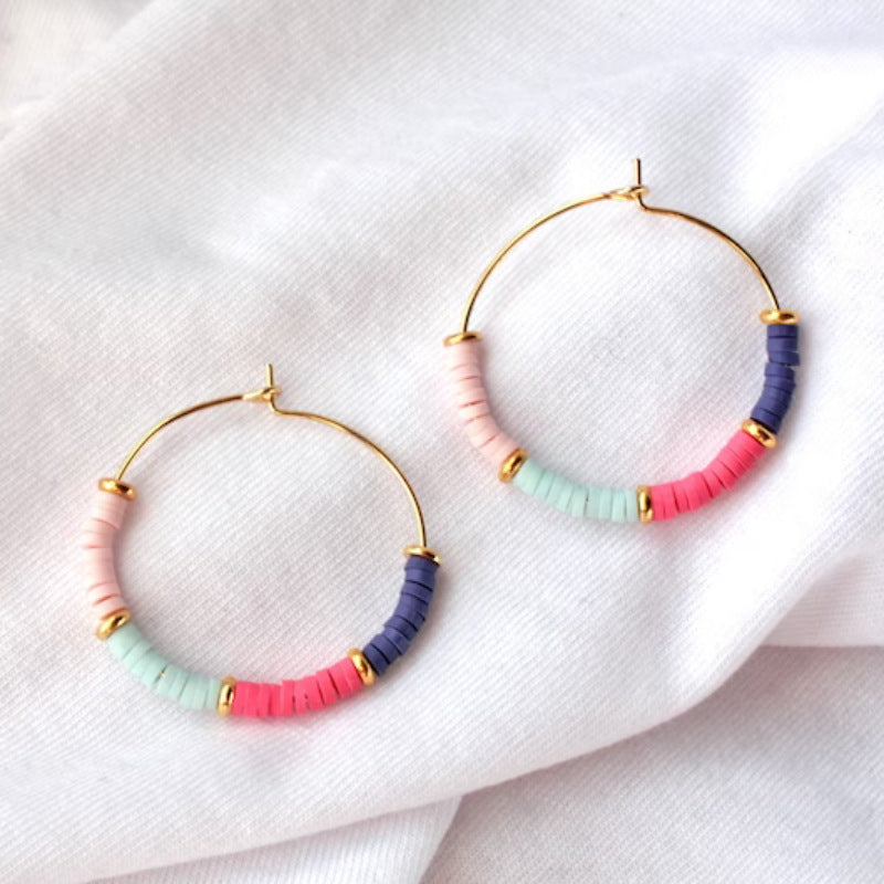 1 Pair Simple Style Round Beaded Metal Earrings