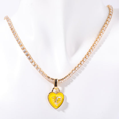 Casual Simple Style Heart Shape Brass Plating Inlay Zircon 18k Gold Plated Pendant Necklace