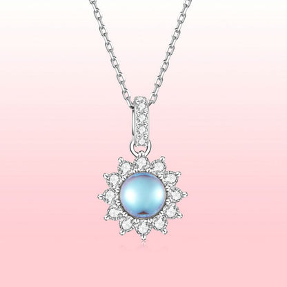 Casual Sun Moon Sterling Silver White Gold Plated Turquoise Zircon Necklace In Bulk