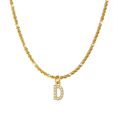 Simple Style Classic Style Letter Titanium Steel Plating Inlay Zircon Pendant Necklace