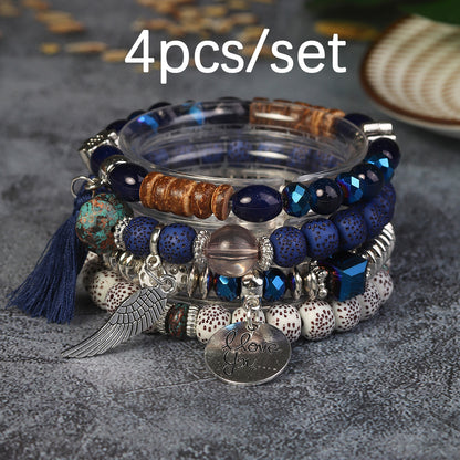 Bohemian Geometric Feather Arylic Glass Women's Bracelets