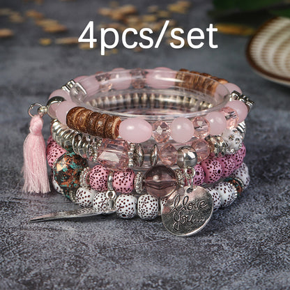 Bohemian Geometric Feather Arylic Glass Women's Bracelets