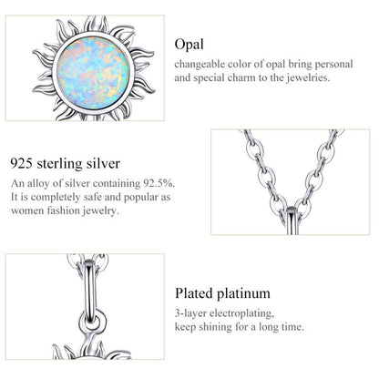 Casual Sun Moon Sterling Silver White Gold Plated Turquoise Zircon Necklace In Bulk