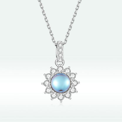 Casual Sun Moon Sterling Silver White Gold Plated Turquoise Zircon Necklace In Bulk