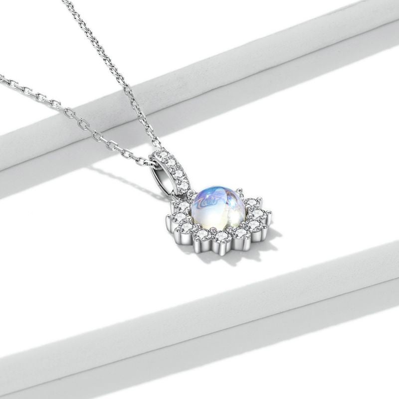 Casual Sun Moon Sterling Silver White Gold Plated Turquoise Zircon Necklace In Bulk