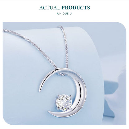 Casual Sun Moon Sterling Silver White Gold Plated Turquoise Zircon Necklace In Bulk