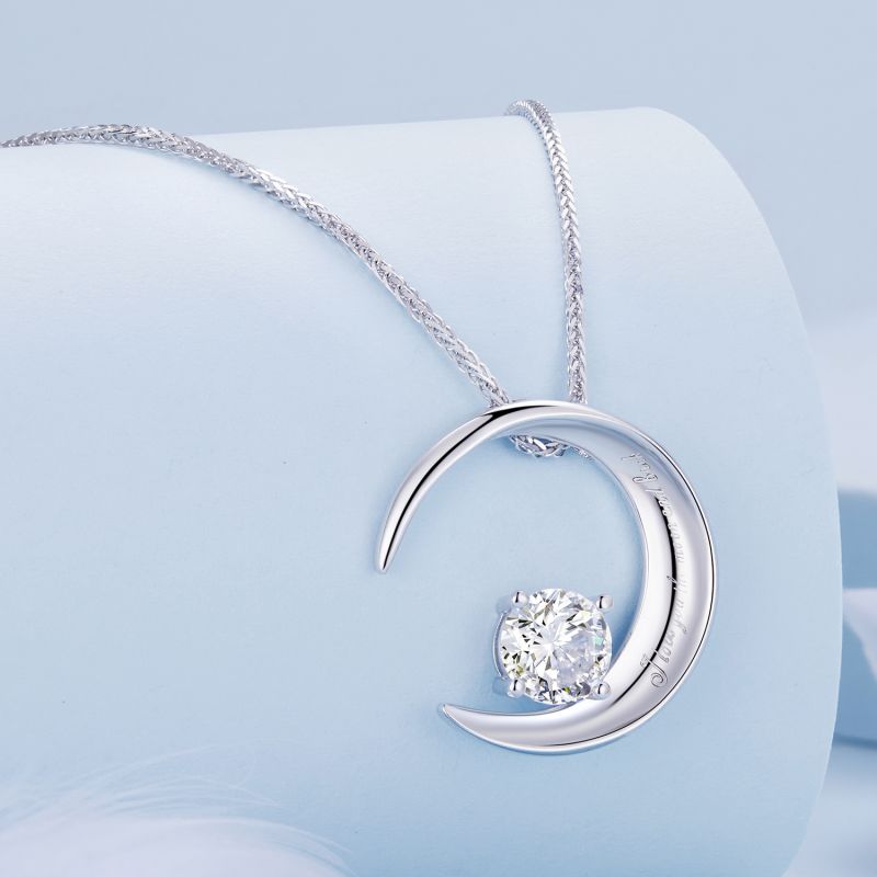 Casual Sun Moon Sterling Silver White Gold Plated Turquoise Zircon Necklace In Bulk