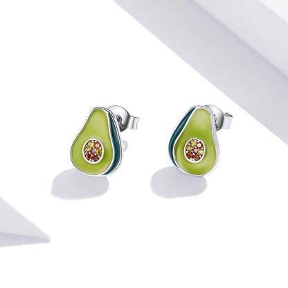 1 Pair Simple Style Cactus Flower Watermelon Inlay Sterling Silver Zircon Ear Studs