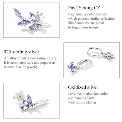 1 Pair Simple Style Cactus Flower Watermelon Inlay Sterling Silver Zircon Ear Studs