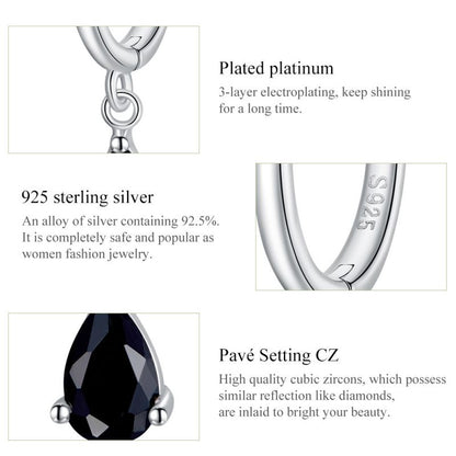 1 Pair Simple Style Water Droplets Inlay Sterling Silver Zircon Hoop Earrings