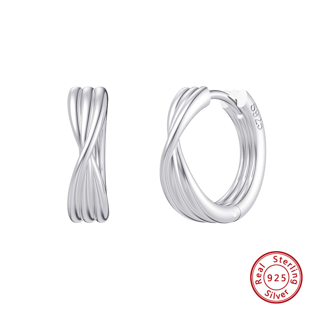 1 Pair Original Design Modern Style Classic Style Stripe Side Stripe Plating Sterling Silver 14k Gold Plated White Gold Plated Silver Plated Earrings