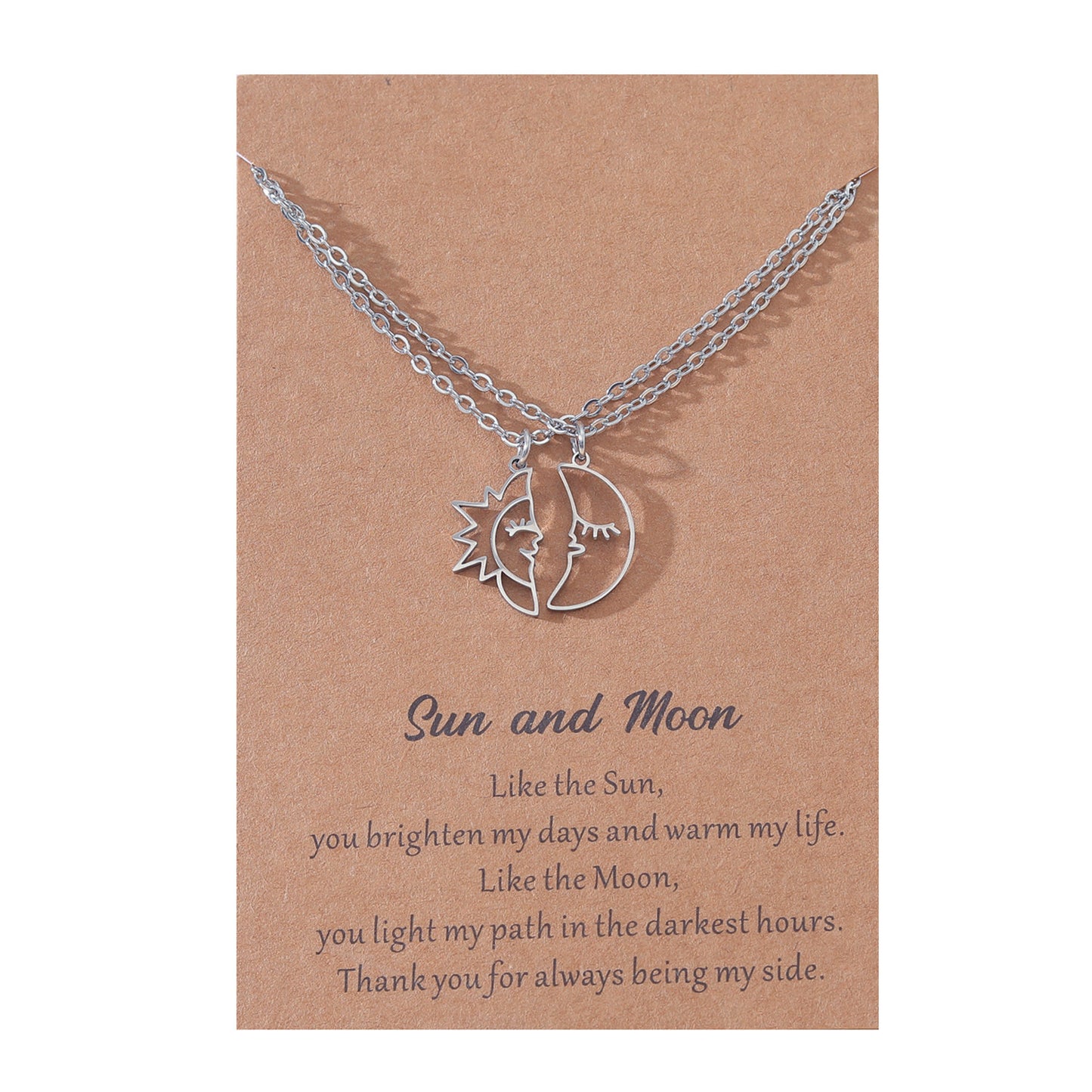 Simple Style Sun Moon Stainless Steel Pendant Necklace