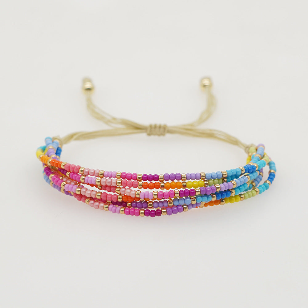 Ig Style Casual Color Block Glass Glass Beaded Handmade Women's Bracelets