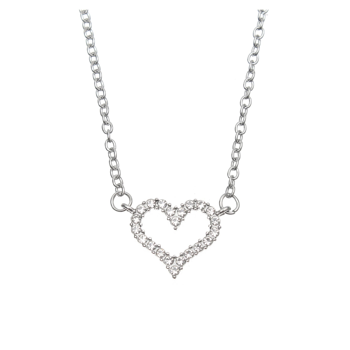 Vintage Style Heart Shape Stainless Steel Plating Inlay Rhinestones Pendant Necklace