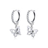 1 Pair Cute Sweet Dragonfly Butterfly Plating Inlay Sterling Silver Zircon Drop Earrings