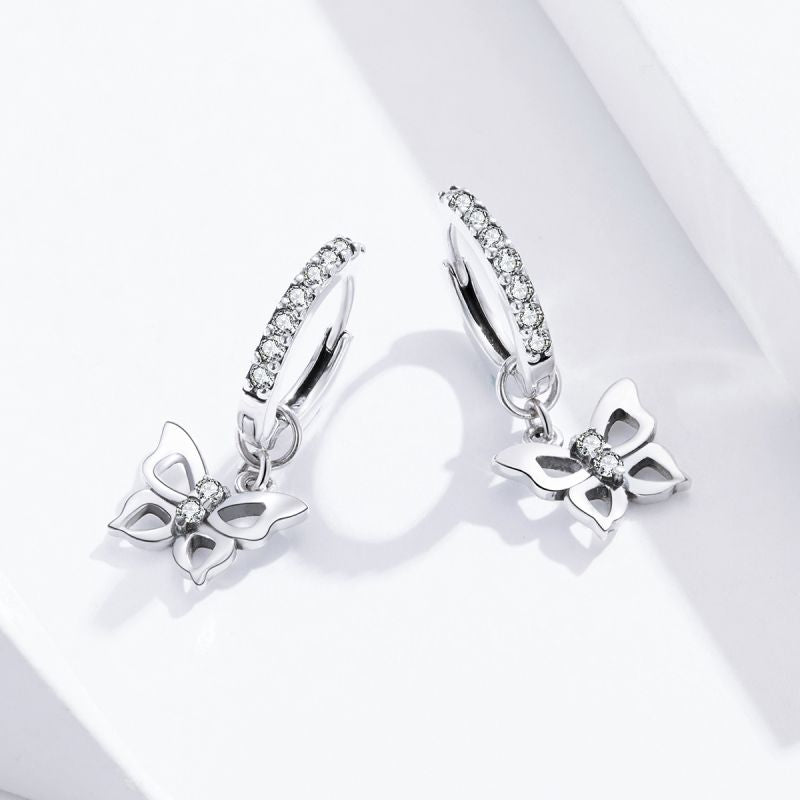 1 Pair Cute Sweet Dragonfly Butterfly Plating Inlay Sterling Silver Zircon Drop Earrings