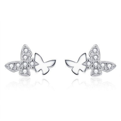 1 Pair Cute Sweet Dragonfly Butterfly Plating Inlay Sterling Silver Zircon Drop Earrings