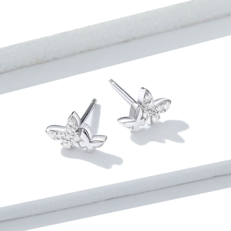 1 Pair Cute Sweet Dragonfly Butterfly Plating Inlay Sterling Silver Zircon Drop Earrings