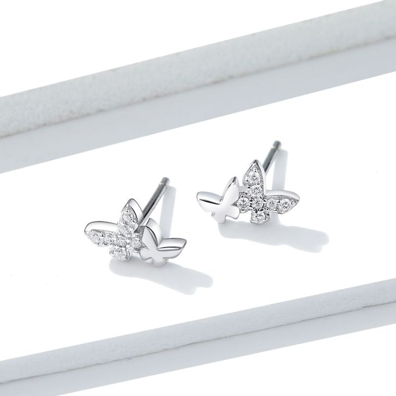 1 Pair Cute Sweet Dragonfly Butterfly Plating Inlay Sterling Silver Zircon Drop Earrings