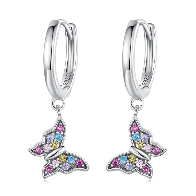 1 Pair Cute Sweet Dragonfly Butterfly Plating Inlay Sterling Silver Zircon Drop Earrings