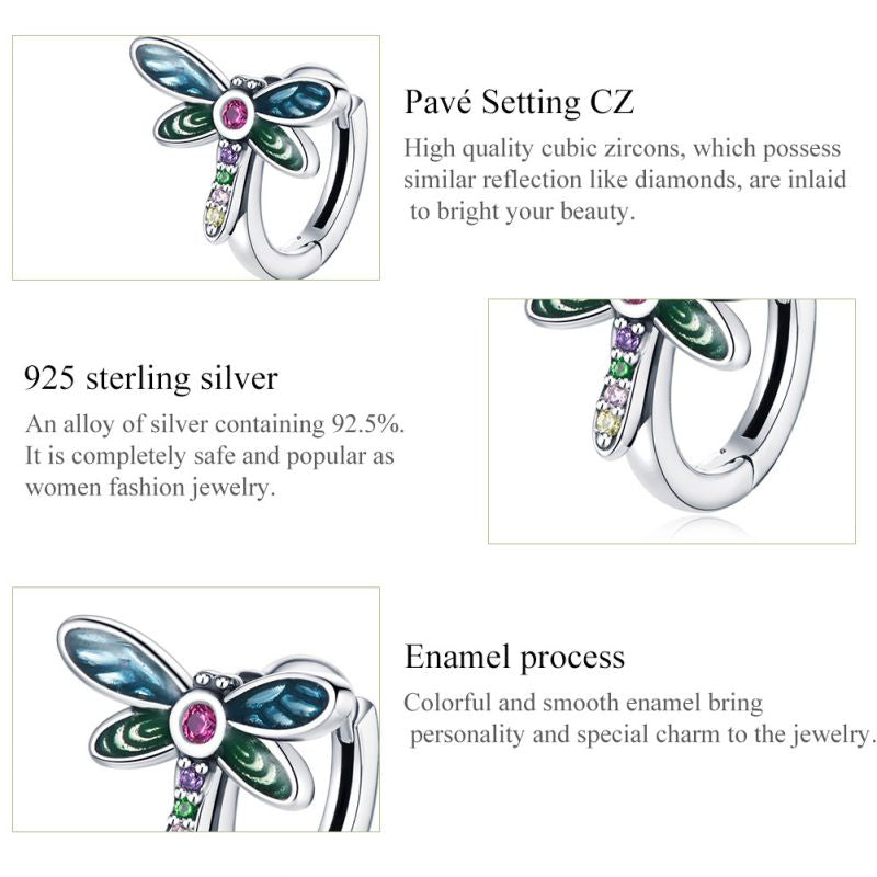 1 Pair Cute Sweet Dragonfly Butterfly Plating Inlay Sterling Silver Zircon Drop Earrings