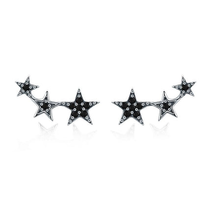 1 Pair Elegant Sweet Star Inlay Sterling Silver Zircon Drop Earrings