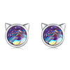 1 Pair Cute Simple Style Paw Print Cat Inlay Sterling Silver Zircon Ear Studs